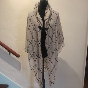 Cream Shaw with Black Crisscross Stripes